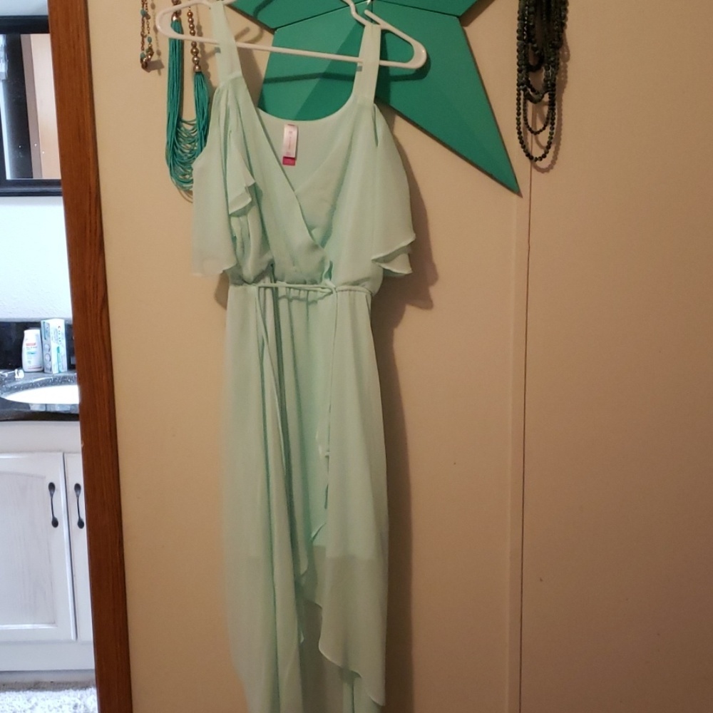 High low mint dress